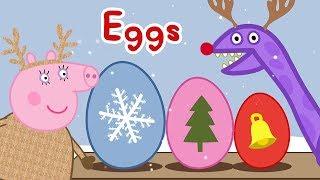 Peppa Pig Surprise Peppa's Christmas Surprise Eggs with Dinosaur  Learning with Peppa Pig