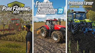 FS 22 VS Pure Farming 18 VS Cattle and Crops - Plowing | Gameplay Comparison