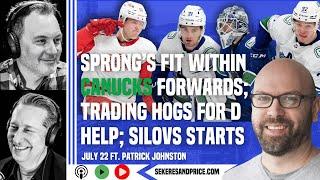 Patrick Johnston on Sprong's fit with #Canucks, forward lines; trading Höglander for D-man; Silovs