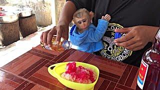 So Adorable! Baby Monkey Jason Suddenly Run To Hug Mom When Make Ice Cream