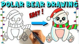 HOW TO DRAW A SNOWMAN - CUTE POLAR BEAR STYLE !