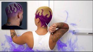 DYEING PURPLE FLAMES INTO MY BUZZCUT