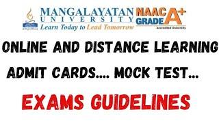 Mangalayatan University online exams/Admit cards/Mock test/Exams Guidelines update August exams!