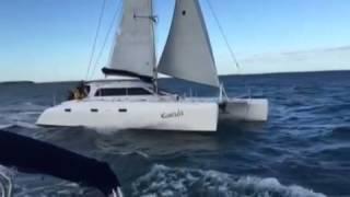 Catamaran sailing very fast 19+ knots