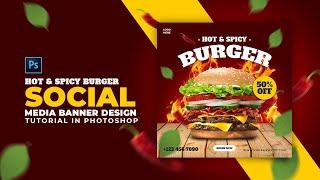 How to Design Burger Social Media Banner | Adobe Photoshop Tutorial | Speed Art | Grafix Mentor