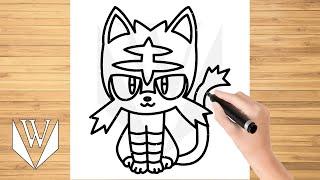 How to draw Litten Pokemon Step by step, Drawing Tutorial Trick Easy For Kids