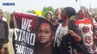 Watch: Women Groups, Other Supporters Of Kogi Senator, Natasha Akpoti  protest At National Assembly