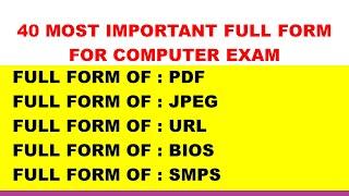 40 Most Important Full form for Computer any PSSSB, all Govt Exam