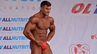 Bodybuilder posing on stage