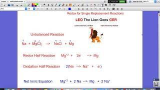 Redox for Single Replacement Reactions