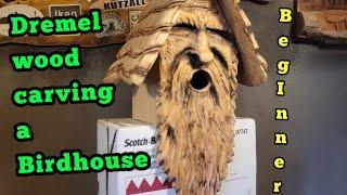 Super easy Awesome Beginner Bird house dremel Wood carving. #diybirdhouse