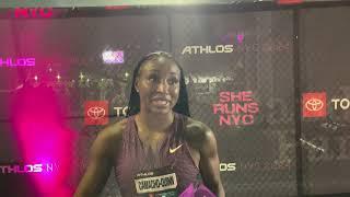 Jasmine Camacho-Quinn Reacts To Winning 100mH At Athlos NYC