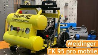 FK95 pro mobile der WELDINGER Flüster-Kompressor für Service und Baustelle, gut zu transportieren