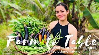 Farm to Table Adobong Kangkong (water spinach) and Ensaladang Talong | Countryside Life Leyte PH