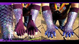 FOR SALE - Holographic Dragon Scales on Dark Purple Claw Gauntlets - JayeCreations