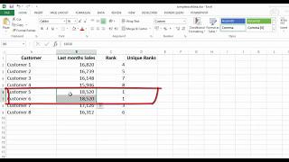 Unique Rank in Excel - Combining Rank and CountIF