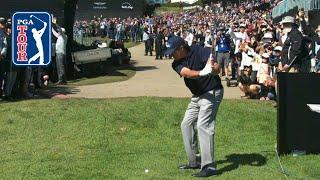 Phil Mickelson's wedge over grandstands at Genesis Open 2019