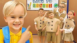 Aventure à l'école en carton pour les enfants !