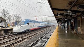 A Drizzly Day On Amtrak's Northeast Corridor In NJ w/ Alstom Avelia Liberty [Acela 2.0] 1/26/24