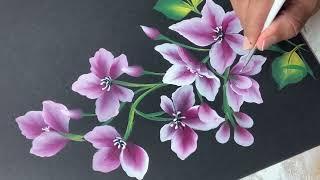 Great art floral painting l how to paint one stroke flowers l flower painting tutorial