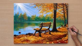 How to Draw Autumn Scenary / Acrylic Painting / STEP BY STEP #63