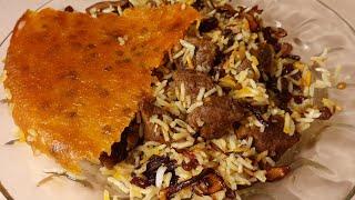 This rice dish is amazing |(adas polo) persian rice with meat ,lentil and Raisins recipe