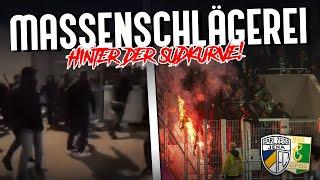 Massenschlägerei hinter der Südkurve: Chemie-Ultras attackieren Jena!