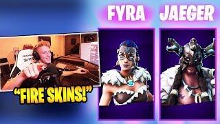 STREAMERS REACT TO *NEW* FYRA AND JAEGER SKINS! (Fortnite Stream Highlights)