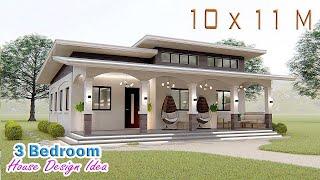 HOUSE DESIGN IDEA | 10 X 11 Meters | 3 Bedroom Farmhouse