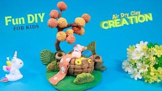 Clay Diorama : Piggy in a Basket | Whimsical Air-Dry Clay Creation | Fun DIY Project For Kids #1