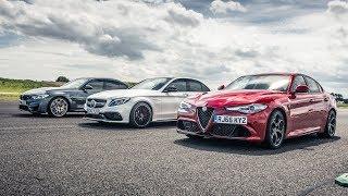 Drag Race! BMW M3 Vs Merc C63 Vs Alfa Giulia | Top Gear