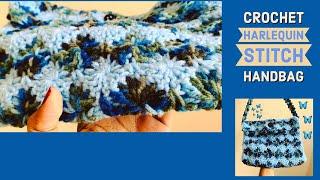 Crochet HARLEQUIN STITCH handbag (with subtitles) - English version