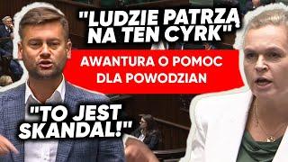 "To jest skandal!". Wrzawa w Sejmie o pomoc dla powodzian. Posłowie skandowali "DO ROBOTY!"