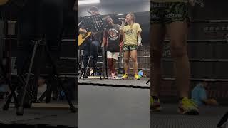 Filipina world Muay Thai champion Islay Erika Bomogao took time to have a singing show.