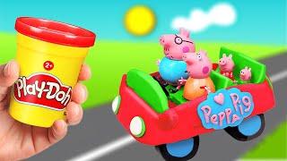 Create Play Doh Peppa Pig Family car and ice cream | Toy Learning Video for Toddlers| Learn Colors