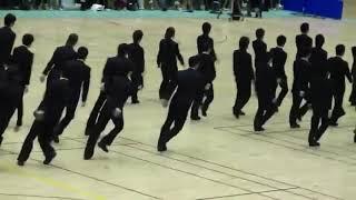 Japanese Students Performing Synchronized Crossing