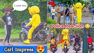 Human Teddy Bear Impressed Cute Girl | Police Reaction | Crazy Teddy