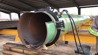 Cold cutting & beveling large OD carbon steel pipe Cold cutting & beveling 36" OD havy wall pipe