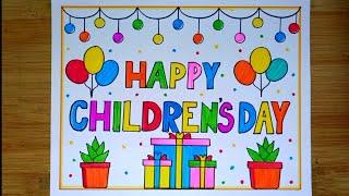 Children's Day Drawing/Happy Children's Day Drawing/How To Draw Children's Day Poster Drawing Easy