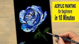 How to Paint a BLUE ROSE in 10 Minutes | Acrylic Painting for Beginners | Real Time Step by Step #4