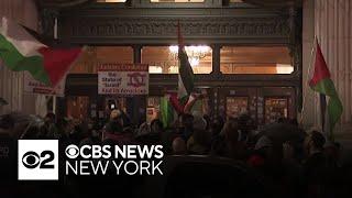 Pro-Palestinian demonstrators gather at CUNY Graduate Center in NYC