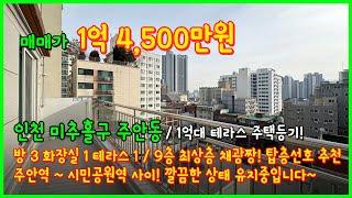 [인천테라스빌라](5-044) 1억대 테라스 빌라 찾으셨나요?! 안방쪽으로 남향 테라스! 9층 최상층 채광 너무 좋아요~ 미추홀더리브아파트 옆 인천 미추홀구 주안동 [주안동테라스]