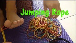 How to make a skipping rope  from rubber bands EASY(Albert999)