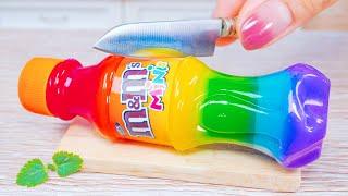 Satisfying Miniature M&M's Rainbow Bottle Jelly  Sweet Mini Rainbow Jelly Making From M&M's Candy