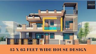 45 x 65  feet Modern House Design | 3D Elevation | ID-022