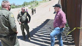 Rep. Eric Sorensen speaks after touring southern border