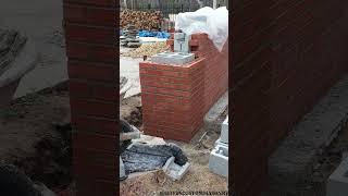 Custom Brick Wall with Columns on Fence-line.   #backyard #brick #custommasonry #757