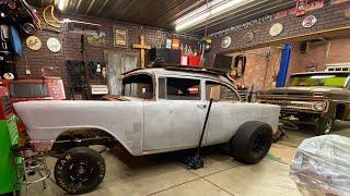 Loud N Ugly Garage - 56 Chevy Gasser Body Meets Frame EP10