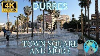 Durres Town Square and City 4k walking tour video Durres Albania