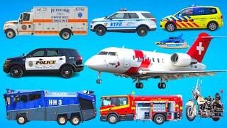 Emergency Vehicles Names And Sounds - Fire Truck, Ambulance, Police Cars, Air Ambulance, Helicopter